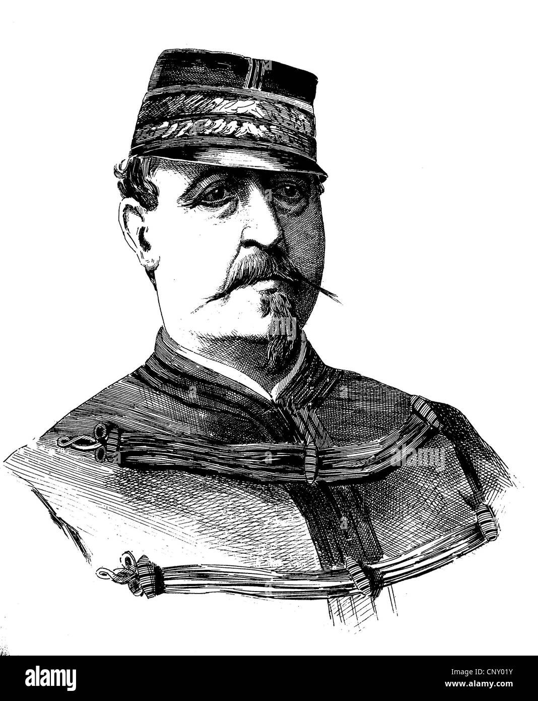 Félix Gustave Saussier, 1828 - 1905, général français et membre du parlement, gravure sur bois, vers 1888 historique Banque D'Images