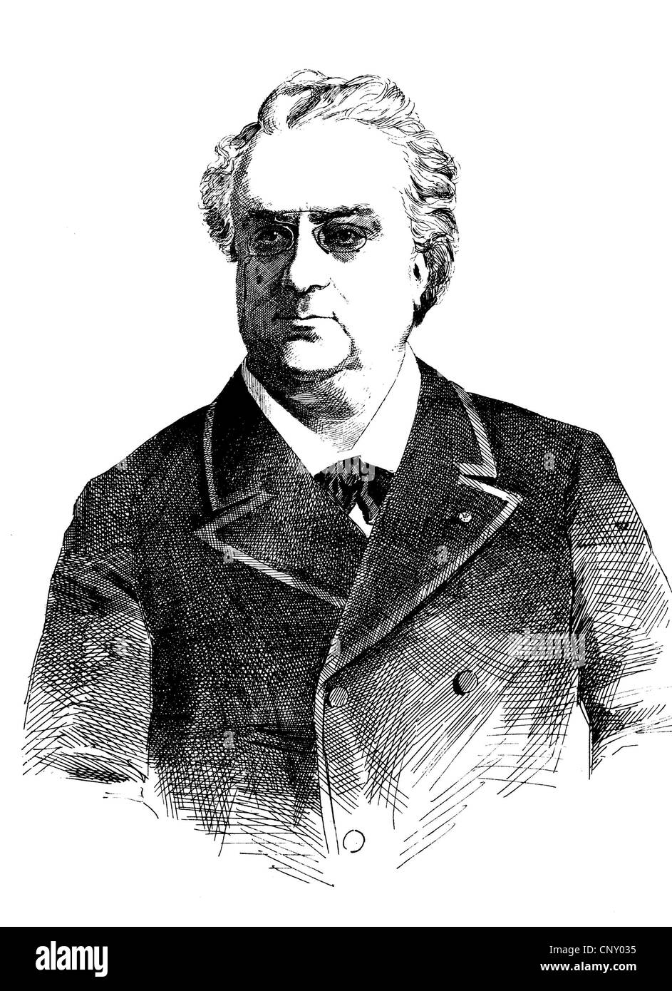 Henry Warnots, 1832 - 1893, le célèbre chanteur d'opéra belge et le ténor, professeur au Conservatoire de Bruxelles, gravure sur bois historiques Banque D'Images
