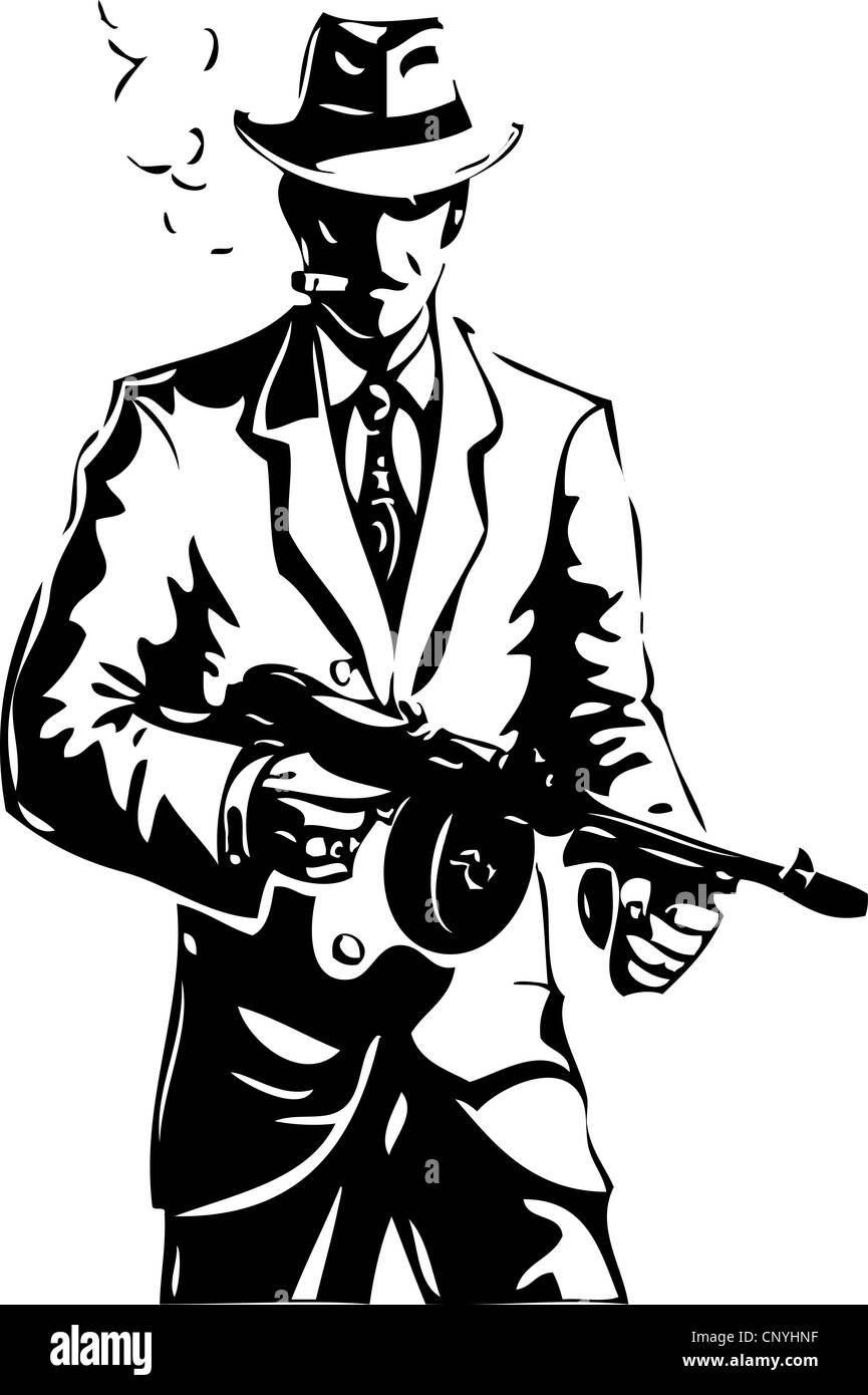 Dessin - le gangster - une mafia Banque D'Images