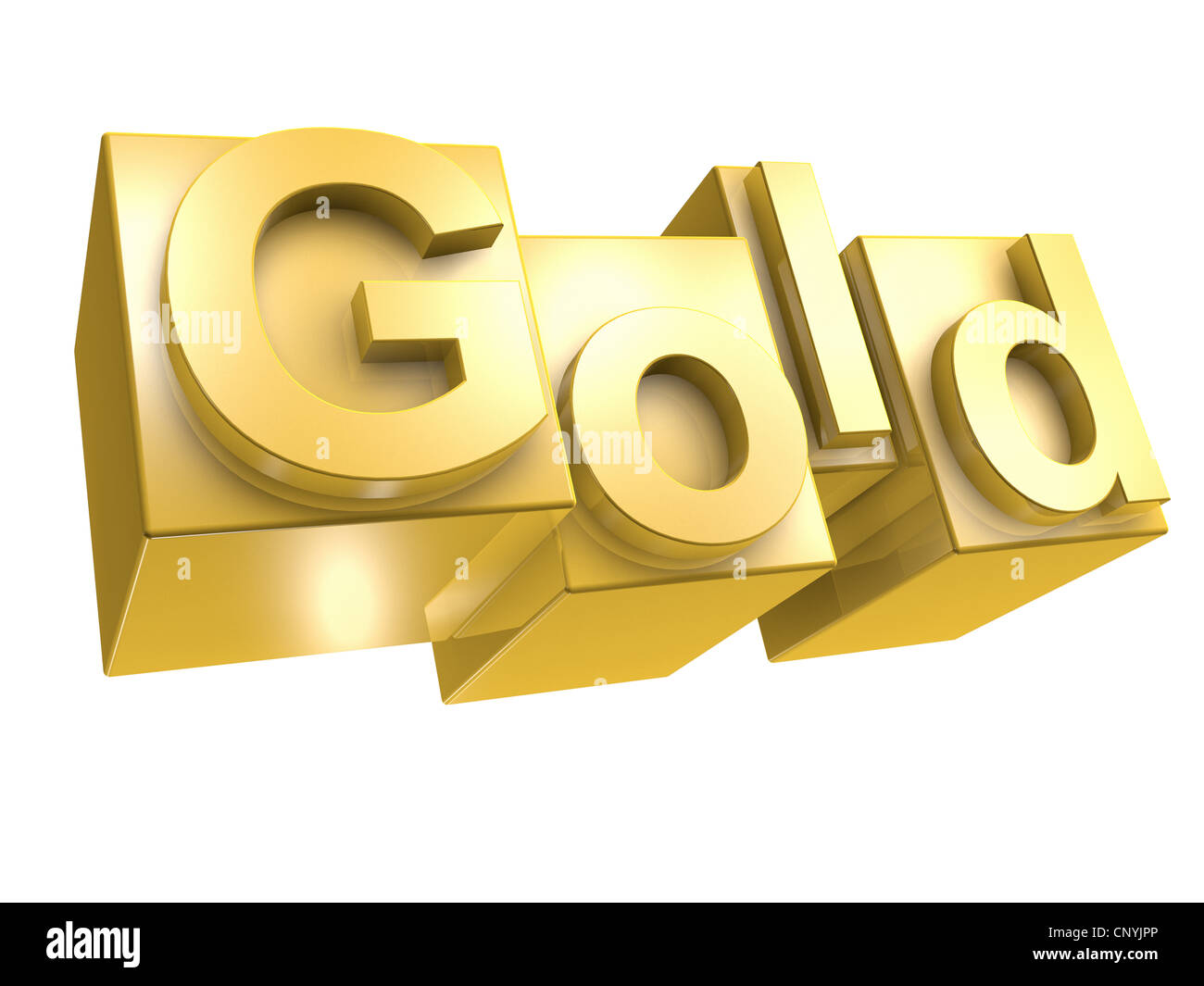 Le mot d'or en 3D Lettres d'or sur fond blanc - das Wort aus GOLD 3D Buchstaben gesetzt Banque D'Images