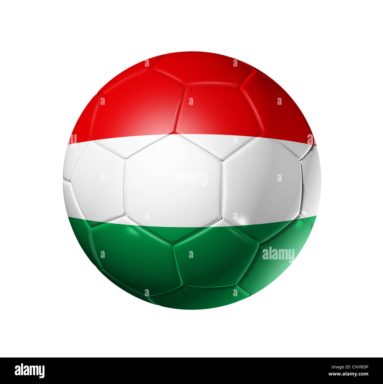 3D soccer ball avec l'équipe de Hongrie drapeau. isolated on white with clipping path Banque D'Images