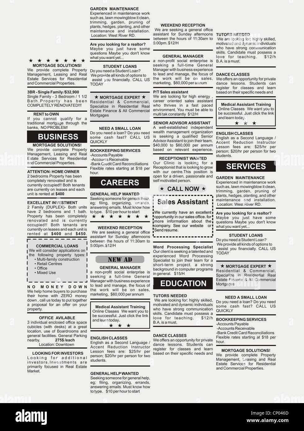 Fausse Annonce, le journal, le concept d'entreprise. Banque D'Images