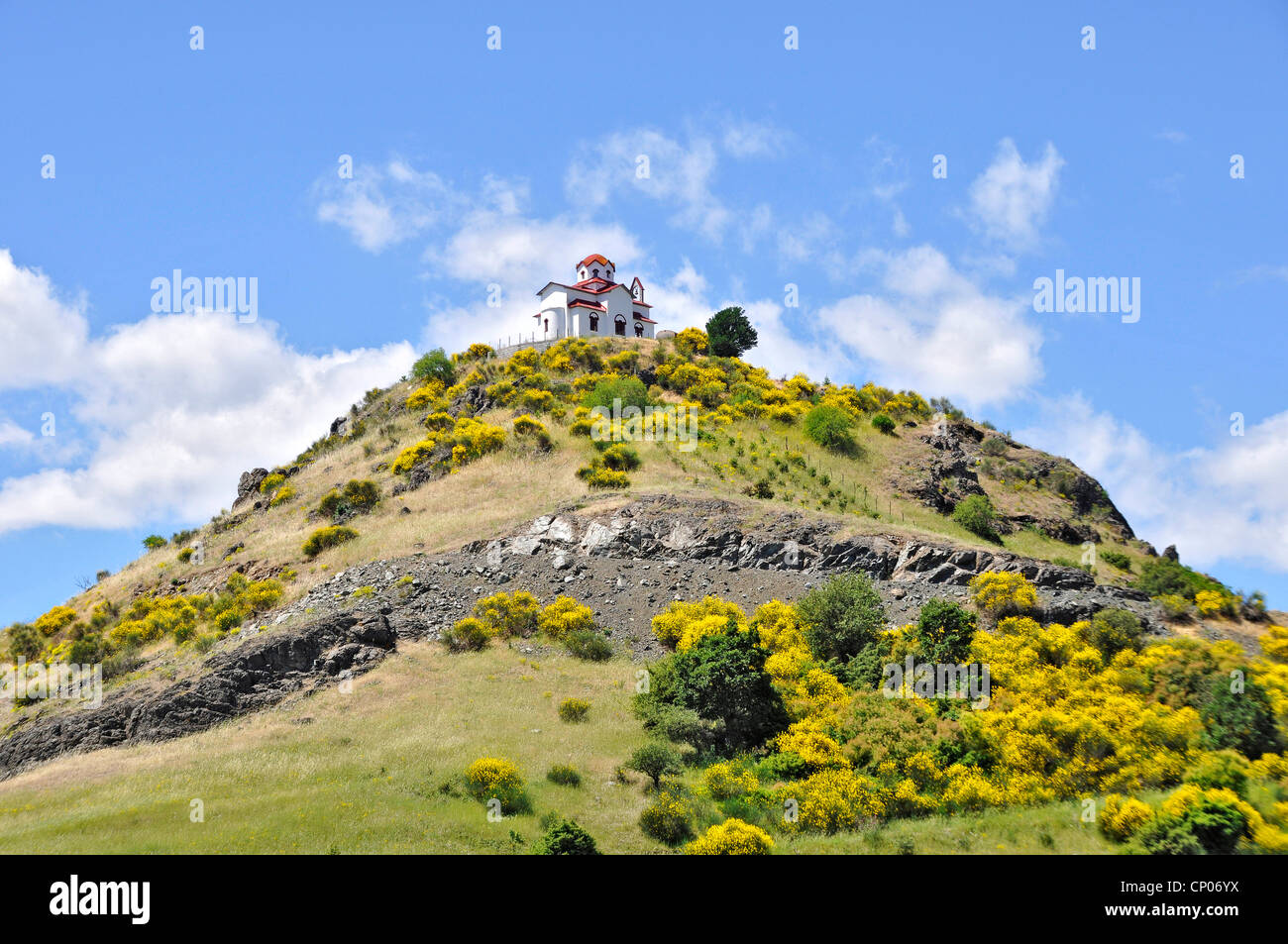 Chapelle prophète Elias sur une colline, Grèce Banque D'Images