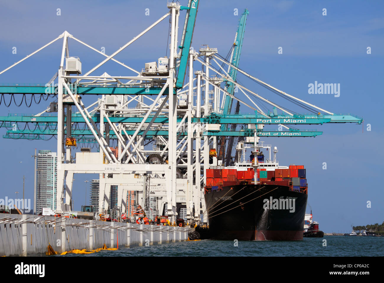 Miami Florida,Biscayne Bay,Port de Miami,cargo container,grues,FL120331325 Banque D'Images