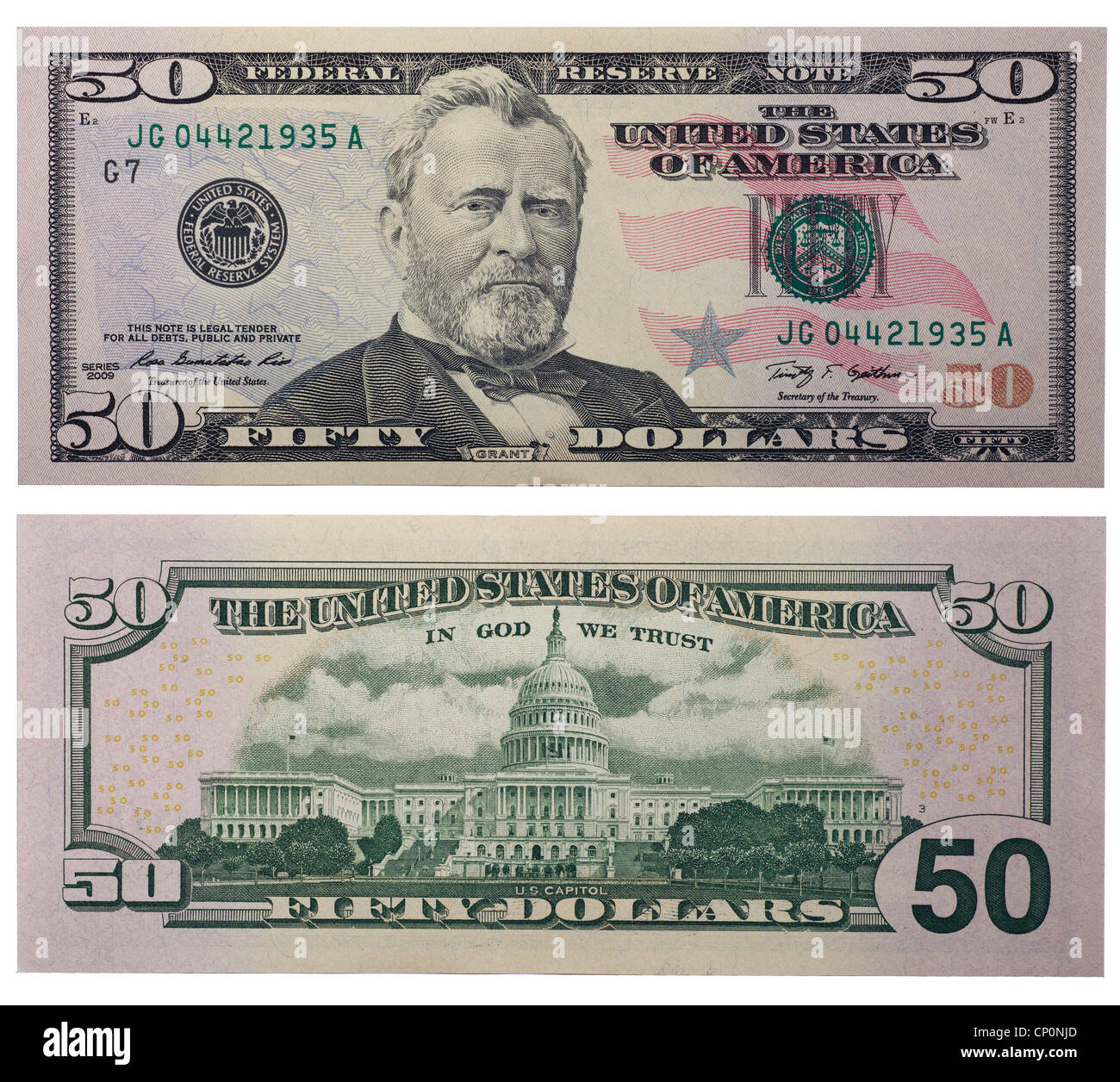 Cinquante Dollars Le Dos Et L Avant Photo Stock Alamy Cinquante Dollars Le Dos Et L Avant Cp0njd
