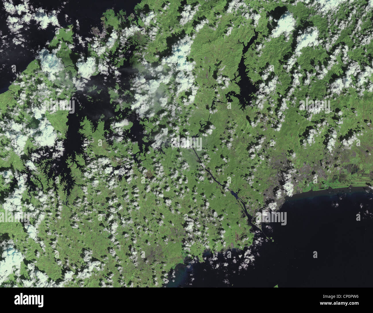 Image satellite de Canal de Panama, Panama City, le lac Gatun, République du Panama Banque D'Images