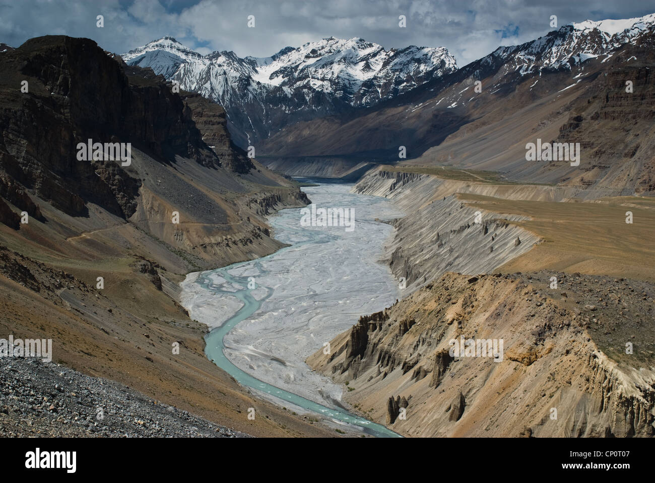 Paysage de haute montagne dans la vallée de Spiti, Inde Banque D'Images