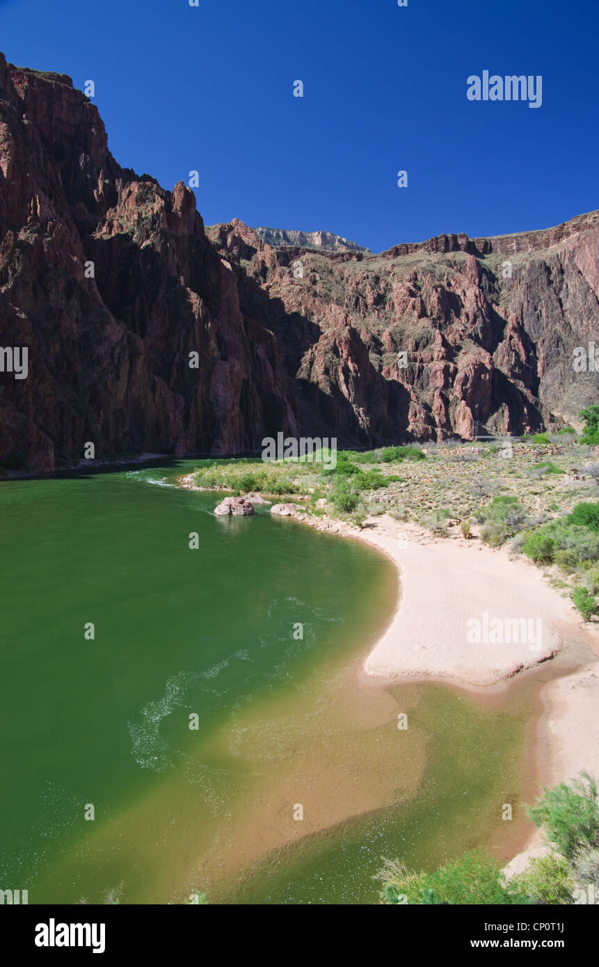 Plage sur la rivière Colorado dans le fond du Grand Canyon près de Phantom Ranch Banque D'Images
