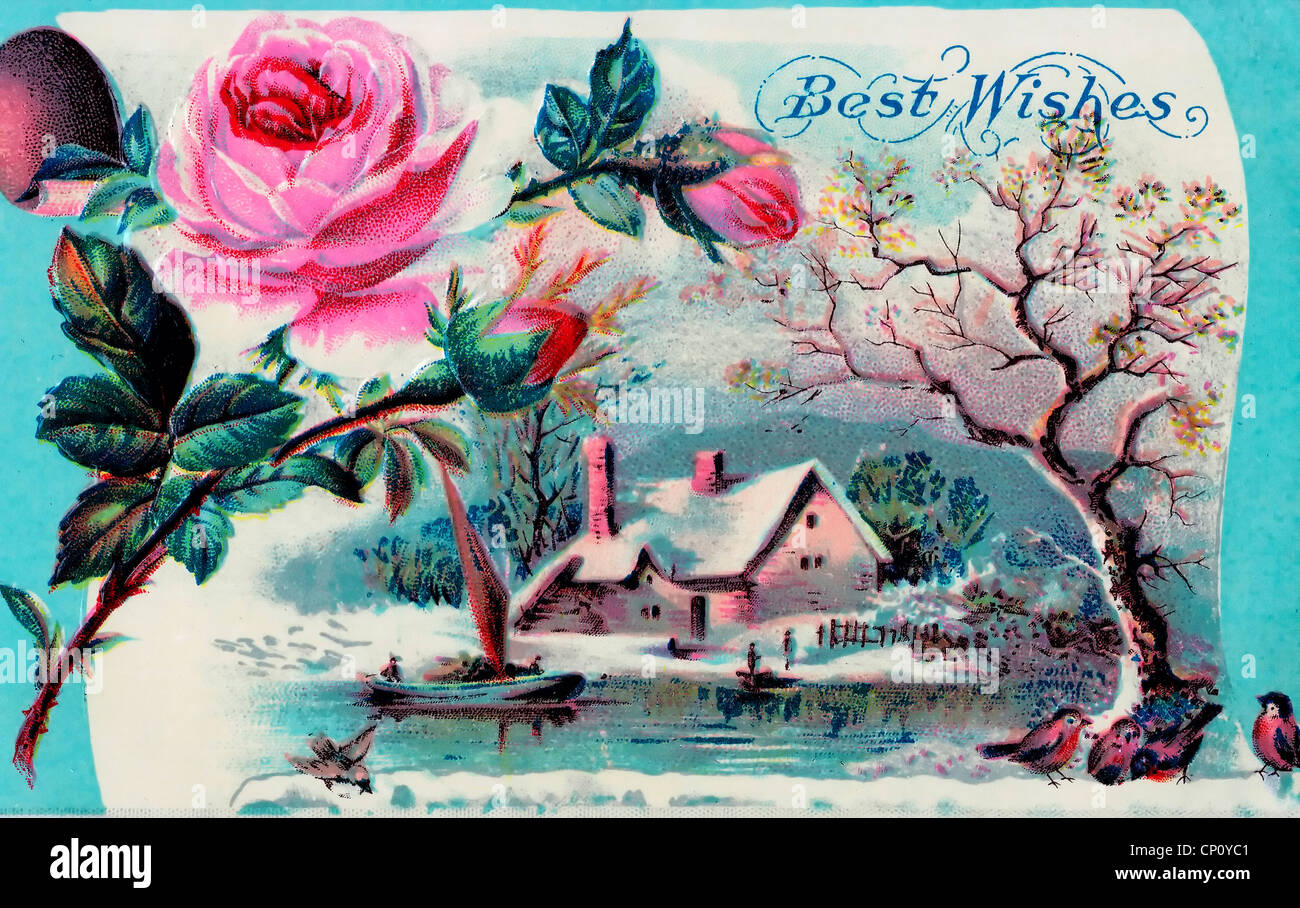 Carte De Vœux En Soie Peinte à La Main – Motif Floral – Vierge – Toute Occasion