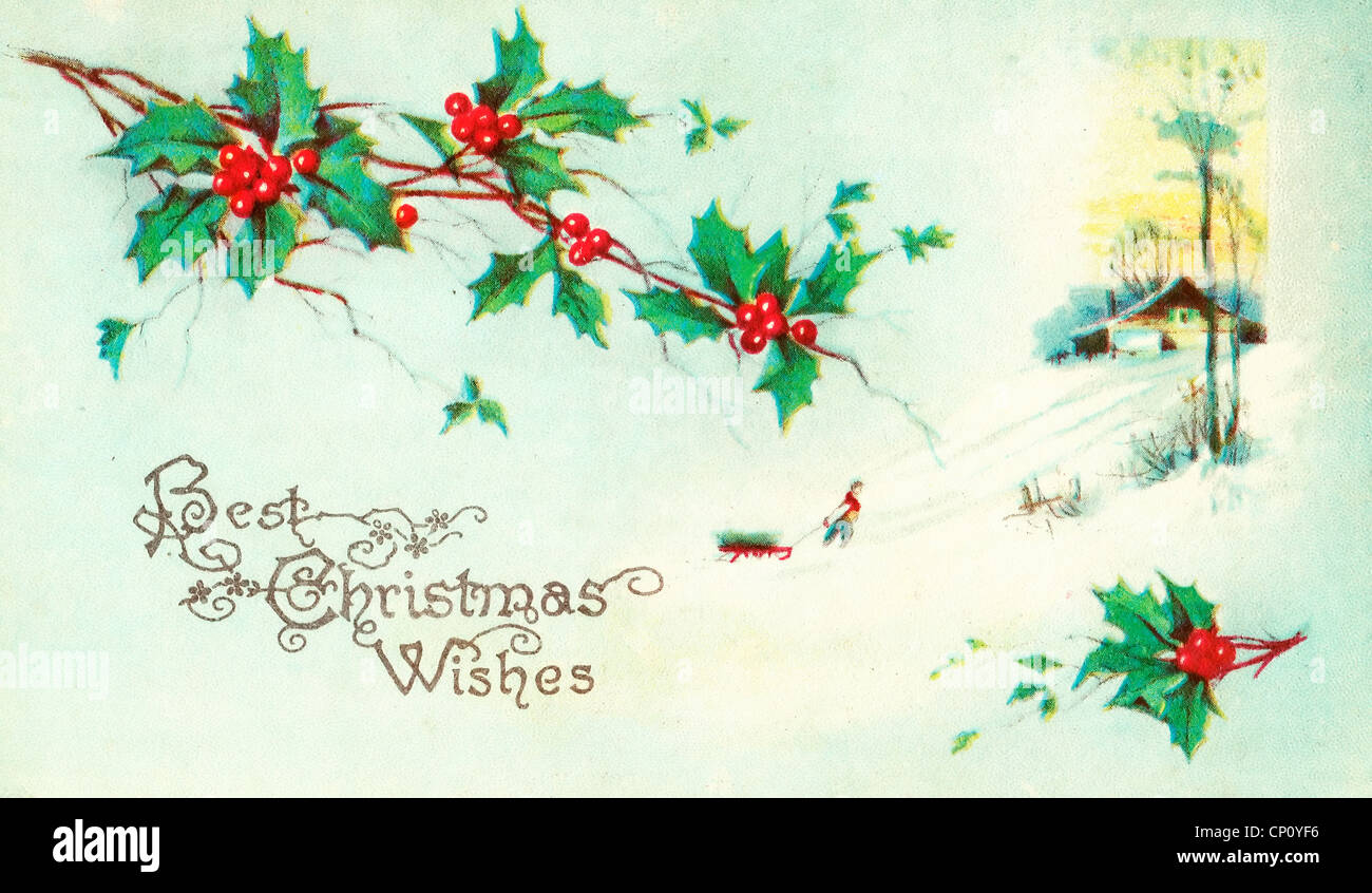Meilleurs Voeux de Noël - cartes postales anciennes Banque D'Images