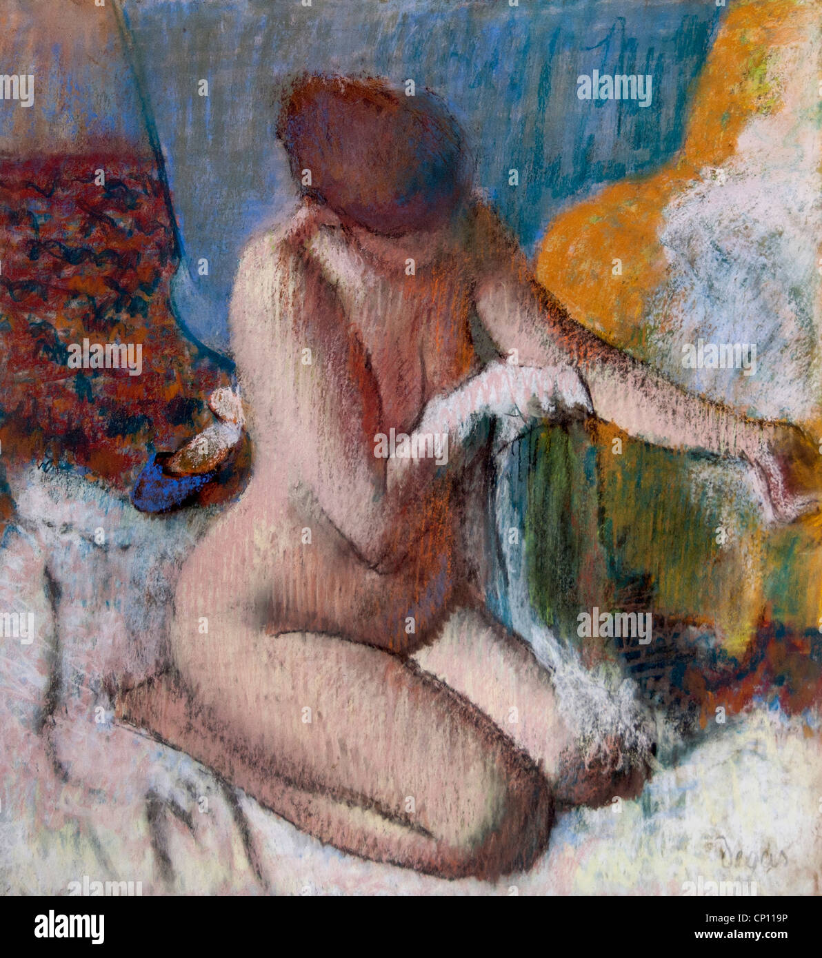 La sortie du bain - La sortie de la baignoire par Edgar Degas 1834-1917 France French Banque D'Images