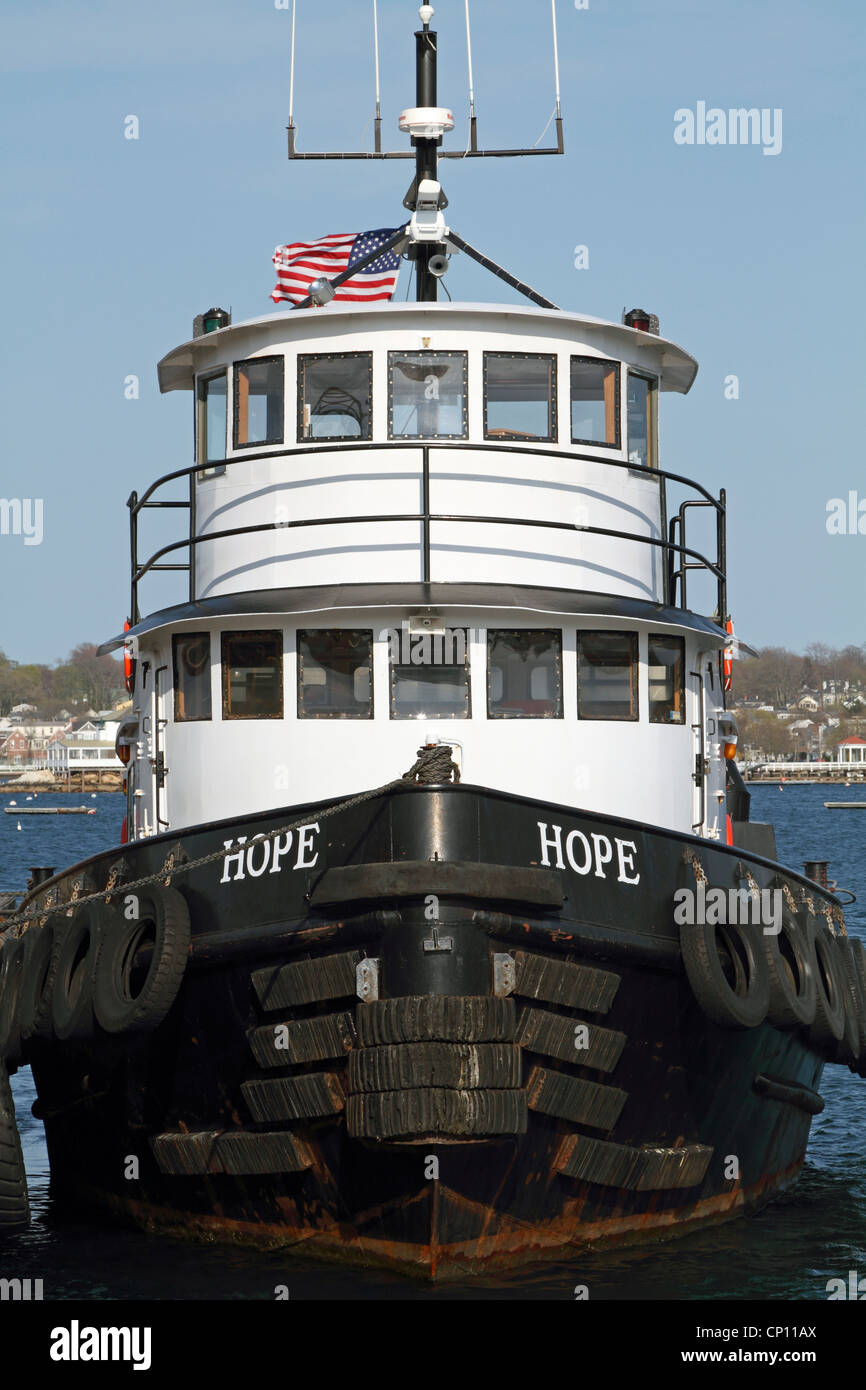 Un remorqueur nommé espoir amarré à Newport, Rhode Island, USA Banque D'Images