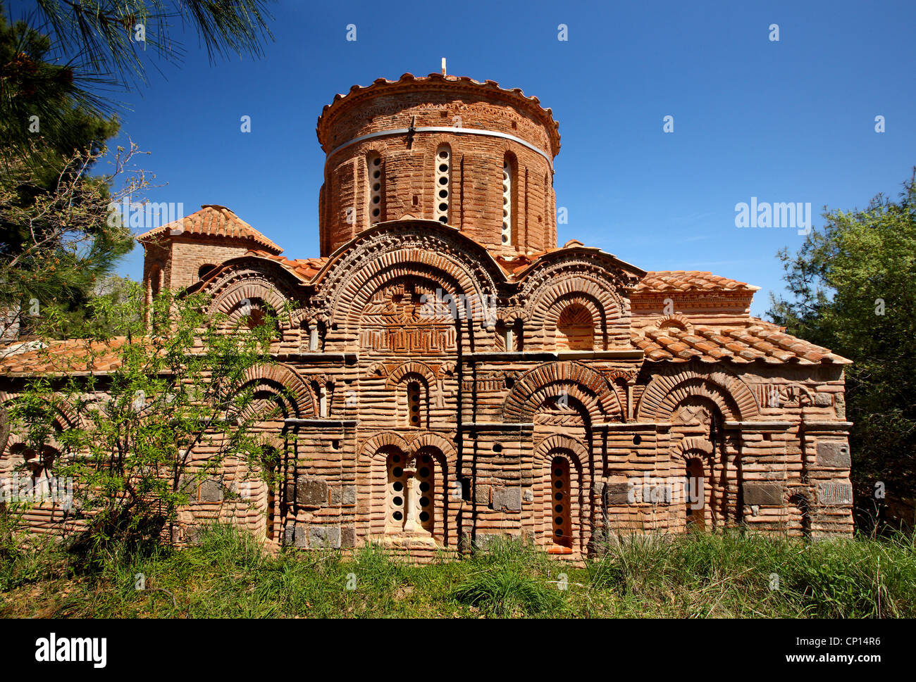 L'église byzantine de la Panagia Krina (12ème - 13ème siècle), l'île de Chios, Grèce, de l'Egée du Nord Est. Banque D'Images