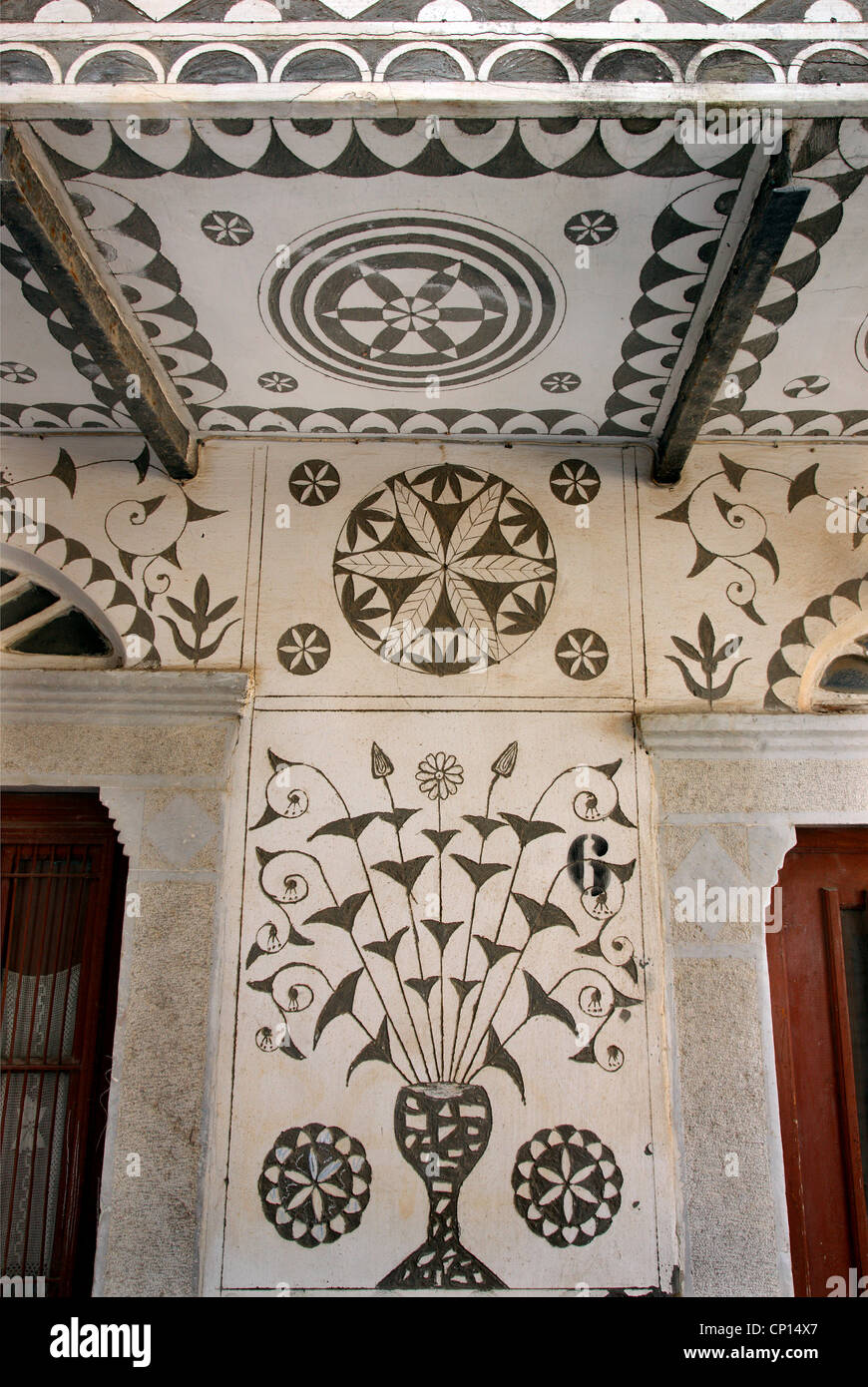 Village de Pyrgi (connu sous le nom de 'village' peint) célèbre pour les motifs décoratifs uniques ('xysta') couvrant près de chaque chambre. Banque D'Images