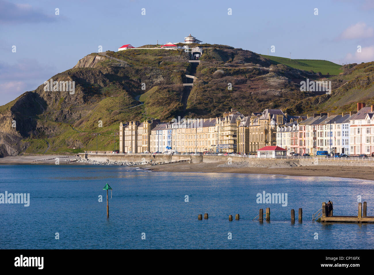 Constitution Hill, plage d'Aberystwyth et waterfront Banque D'Images