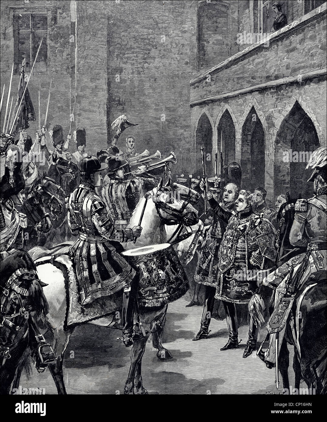 La reine Victoria proclame au Palais St James le 21 juin 1837. Gravure victorienne du 13 juin 1887 Banque D'Images