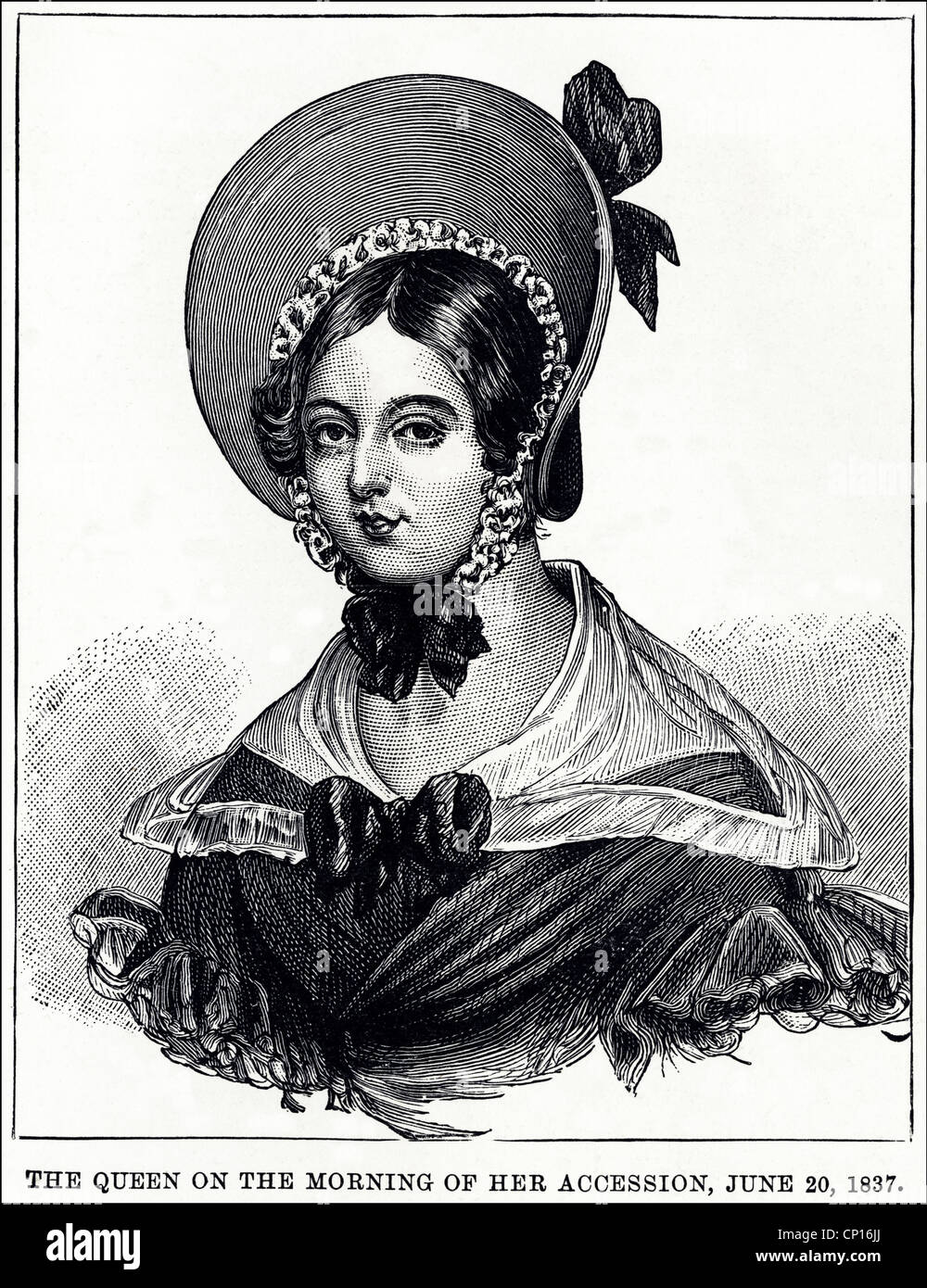 La reine Victoria sur la photo du matin de son adhésion le 20 juin 1837. La gravure de l'époque victorienne en date du 13 juin 1887 Banque D'Images