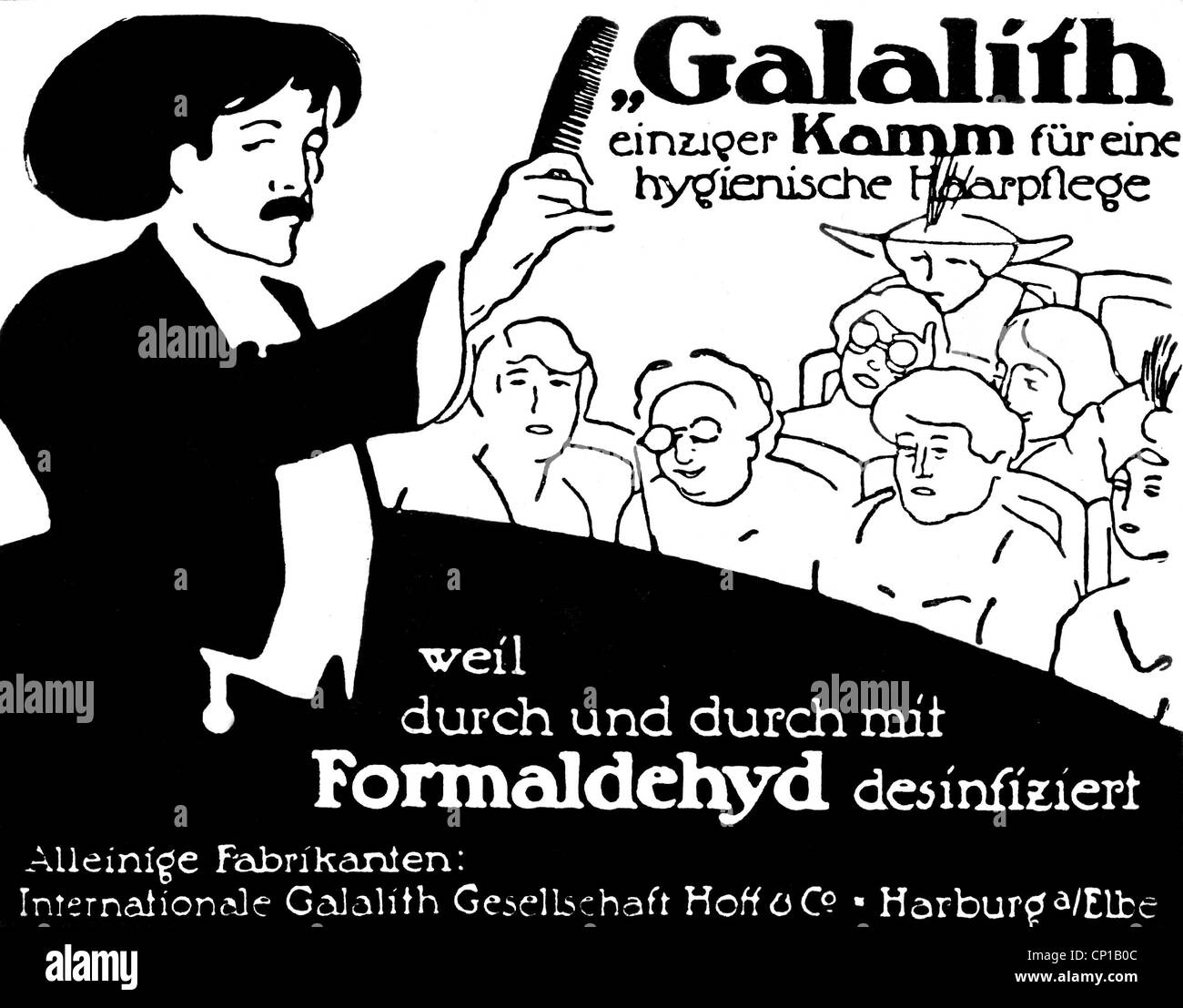 Publicité, soins de beauté, peigne, « Galalith », Hoff & Co., Harburg, Allemagne, publicité, 1914, (désinfecté avec du formaldéhyde), droits supplémentaires-Clearences-non disponible Banque D'Images