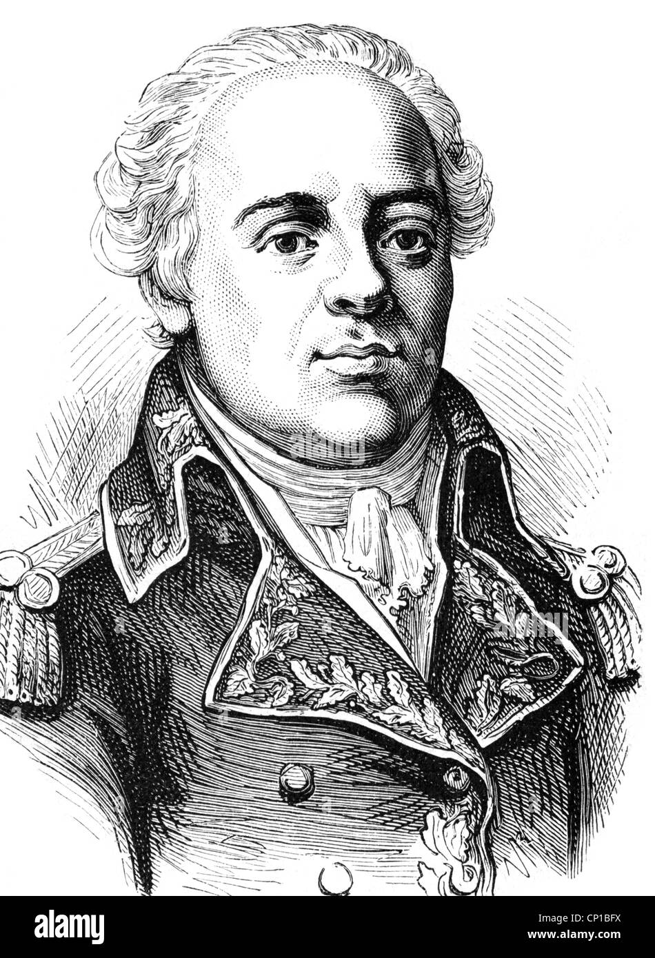 Menou, Jacques François Baron de, 1750 - 13.8.1810, général français, portrait, gravure en bois par J. Claye, 19ème siècle, Marechal de Camp 1789, mission à Vendée 1793, commandant de l'armée de l'intérieur 1795, campagne française en Egypte et Syrie 1799 - 1801, converti en Islam, musulman Abdullah, Le commandement suprême en Egypte 1800/1801, capitulation de l'armée de campagne, gouverneur du Piémont, Banque D'Images