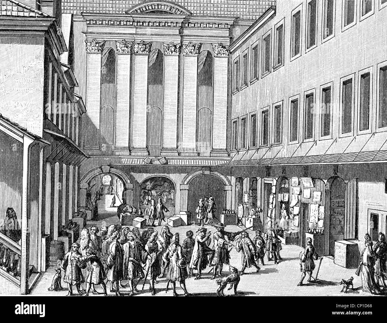 Frédéric-auguste IER 'la forte', 12.5.1670 - 1.2.1733, l'Électeur de Saxe 27.4.1694 - 1.2.1733, en visitant le libraire Schenk à Leipzig, gravure sur cuivre, au début du 18ème siècle, l'artiste a le droit d'auteur , de ne pas être effacé Banque D'Images