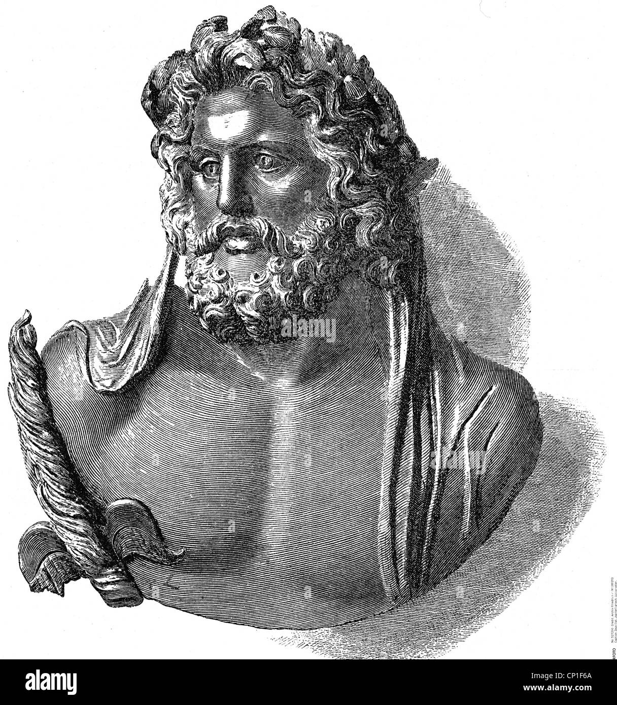 Zeus (latin: Jupiter), roi grec, portrait, Zeus de Dodona, gravure en bois après un buste en bronze, XIXe siècle, Banque D'Images