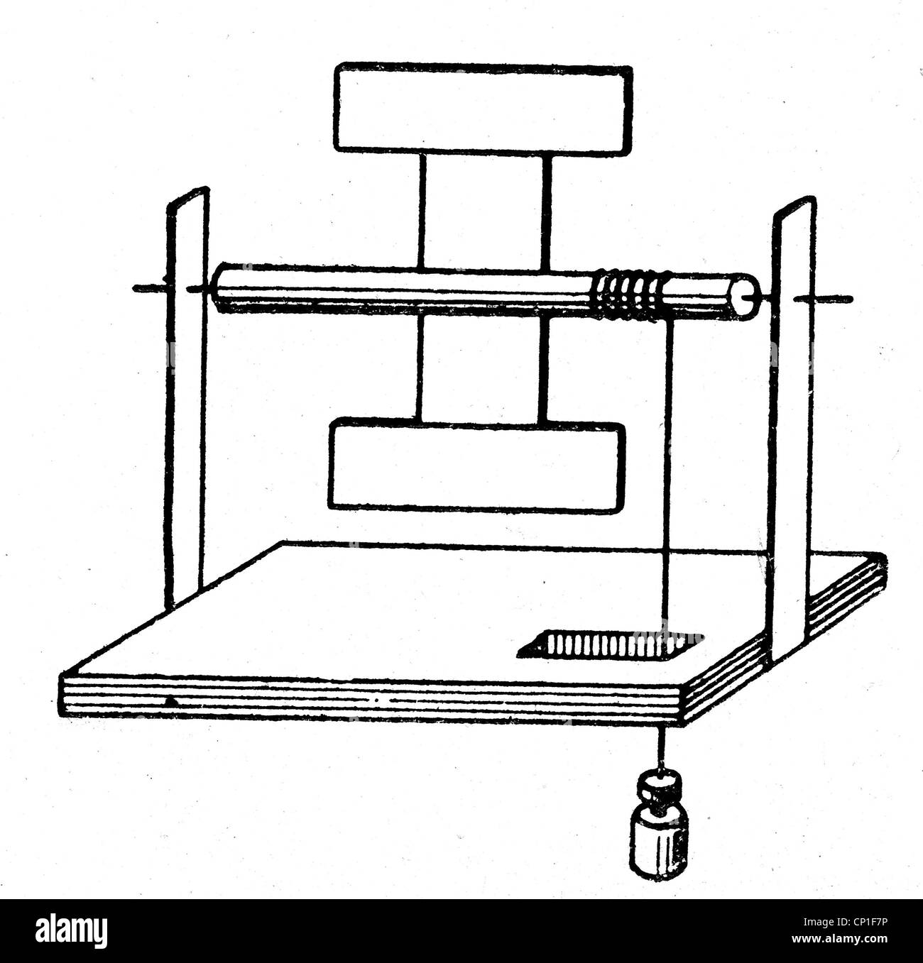 Tsiolkovskii, Konstantin Eduardovich, 17.9.1857 - 19.9.1935, physicien russe, mathématicien, dessin technique : instrument de mesure de la traînée aérodynamique, Banque D'Images