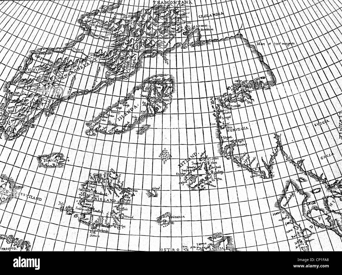 Zeno, Nicolo (vers 1326 - vers 1402) et Antonio (+ vers 1403), navigateurs italiens, carte, dessin après Fred W. Lucas "Les Annales des voyages des frères Nicolo et Antonio Zeno", Londres, 1898, Banque D'Images