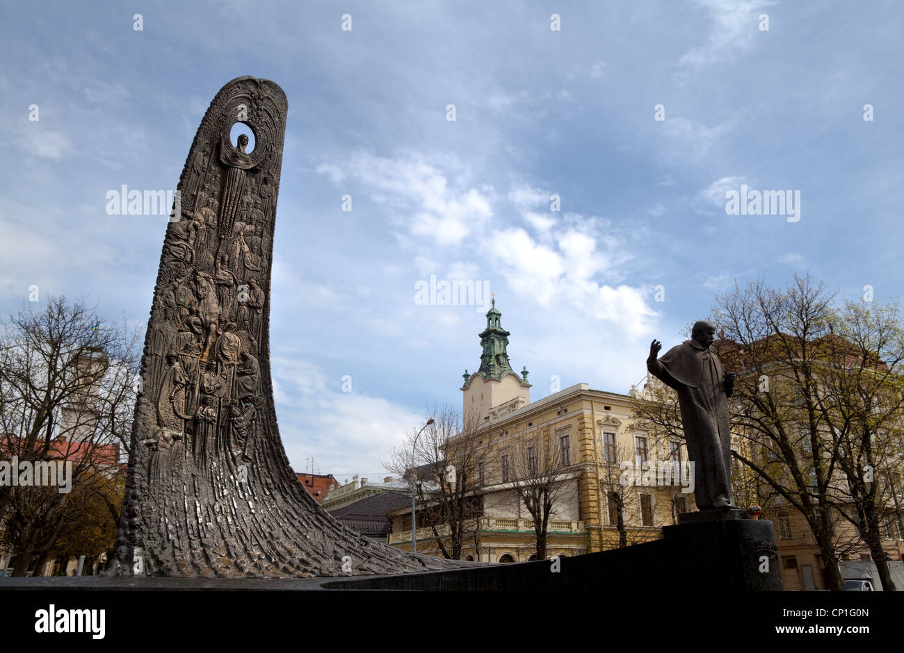 Taras Shevchenko en centre-ville de Lviv, Ukraine Banque D'Images