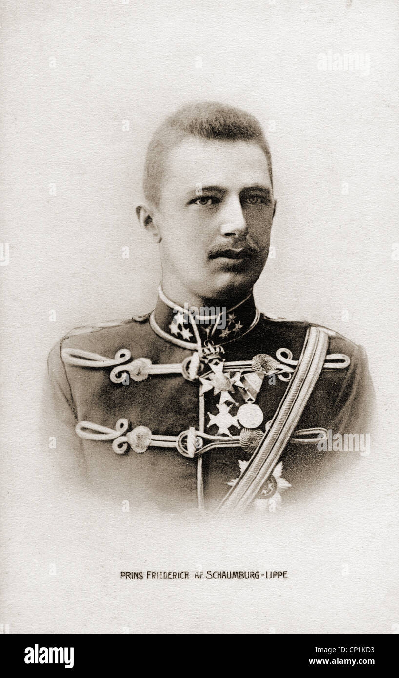 Friedrich Georg, 30.1.1868 - 12.12.1945, prince de Schaumburg-Lippe, portrait, carte postale, vers 1900, Banque D'Images