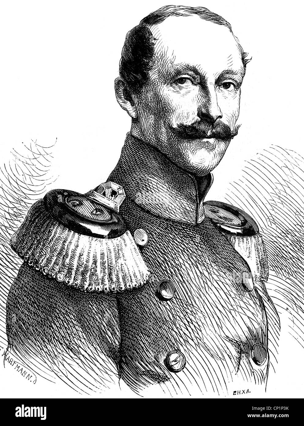 Albert, 4.10.1809 - 14.10.1872, Prince de Prusse, général prussien, portrait, gravure en bois, vers 1850, Banque D'Images