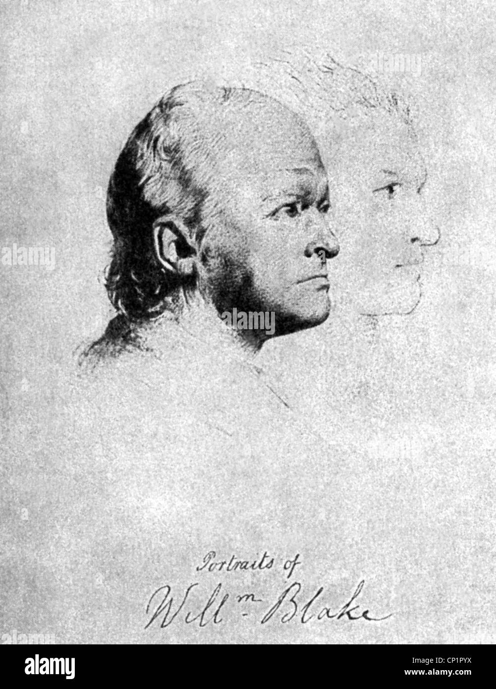 Blake, William, 28.11.1757 - 12.8.1827, peintre et écrivain anglais, selfportrait, dessin, début du XIXe siècle, Banque D'Images