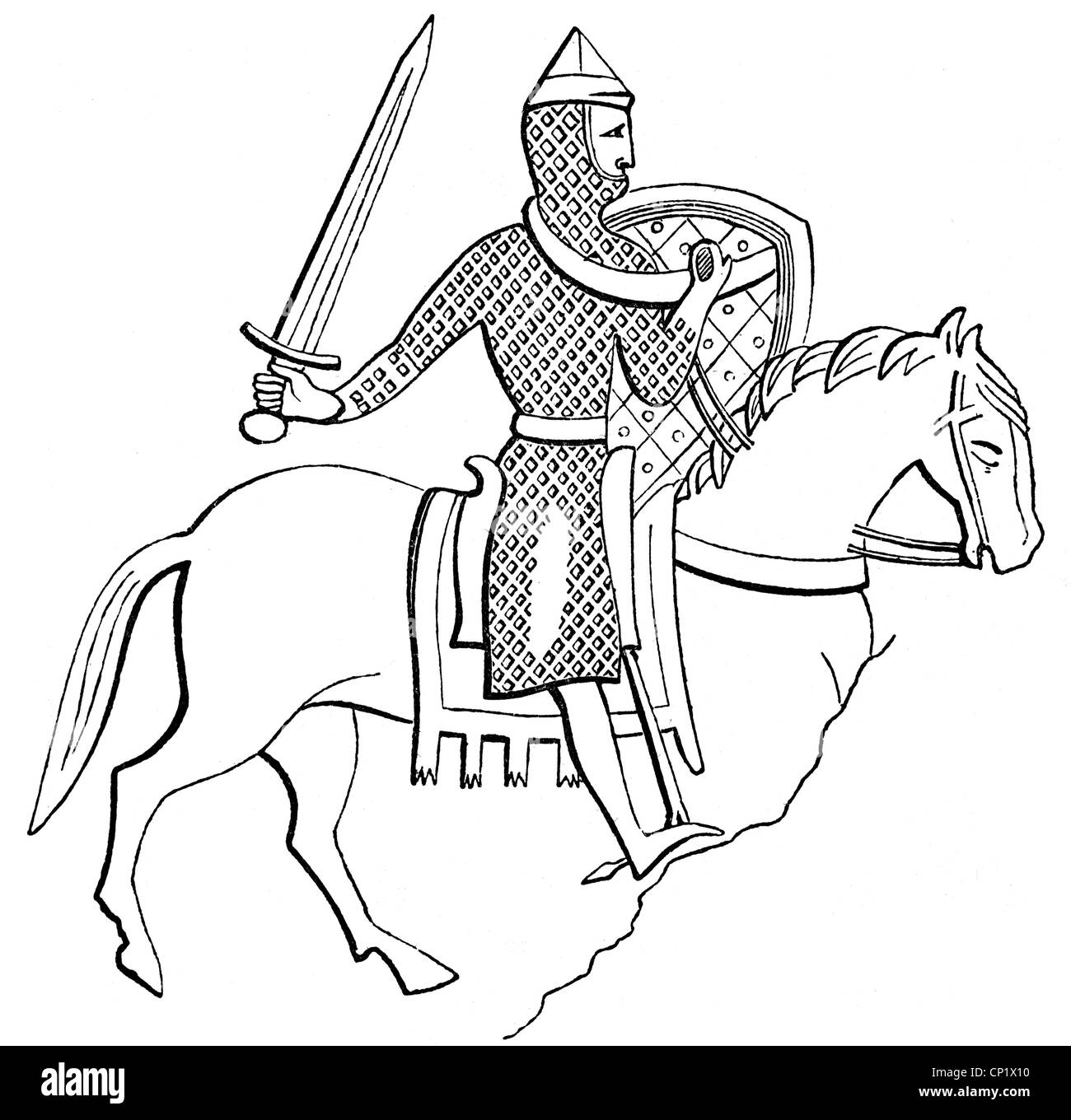 Moyen âge, chevaliers, chevalier anglais, vers 1170, droits supplémentaires-Clearences-non disponible Banque D'Images
