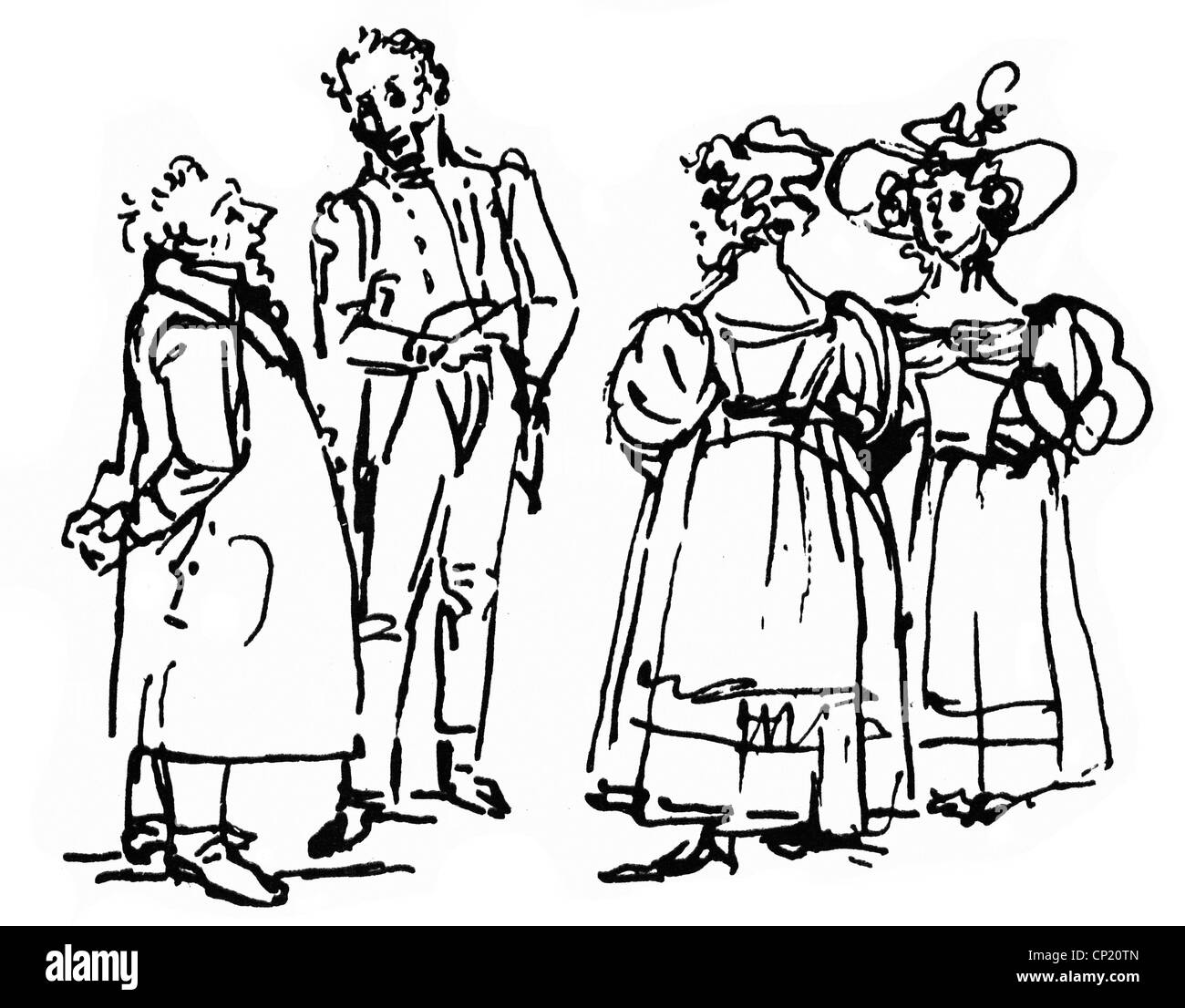 Schadow, Johann Gottfried, 20.5.1764 - 27.1.1850, sculpteur et graphiste allemand, œuvres, exposition d'art, gravure, dessin, vers 1835, Banque D'Images