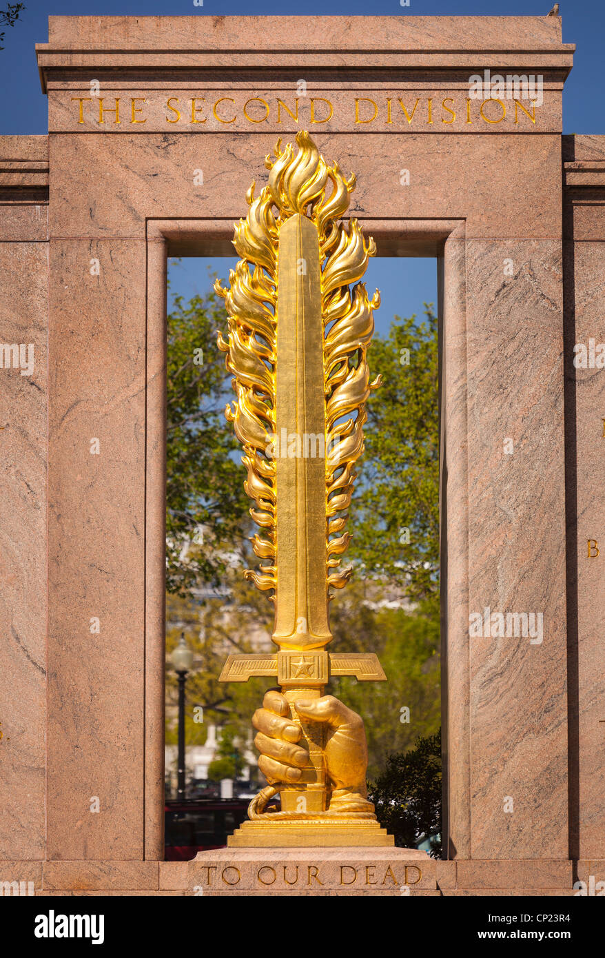 WASHINGTON, DC, USA - La deuxième division Monument commémoratif de la Première Guerre mondiale. Banque D'Images