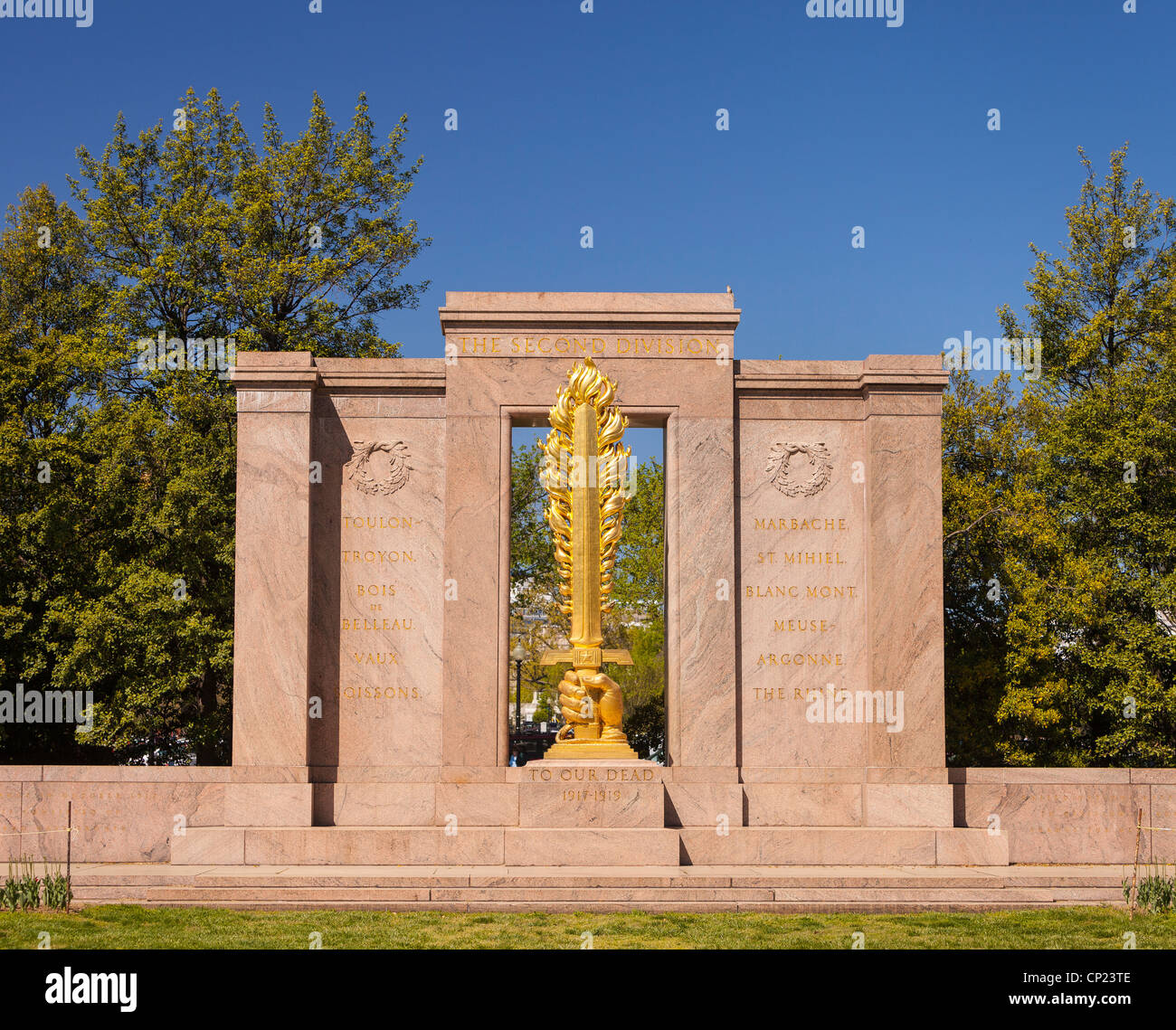 WASHINGTON, DC, USA - La deuxième division Monument commémoratif de la Première Guerre mondiale. Banque D'Images