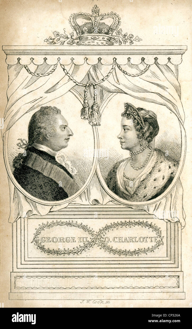 Portrait du roi George III et la Reine Charlotte d'Angleterre. Banque D'Images