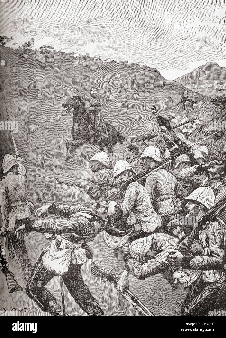 La bataille de Majuba Hill, Afrique du Sud en 1881. D'hommes célèbres et grands événements du 19e siècle. Banque D'Images