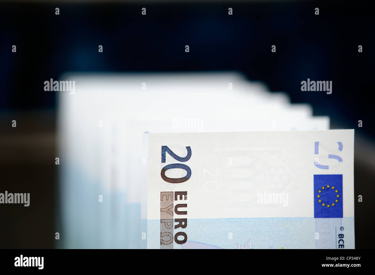 20 twenty euro note empilés verticalement Banque D'Images