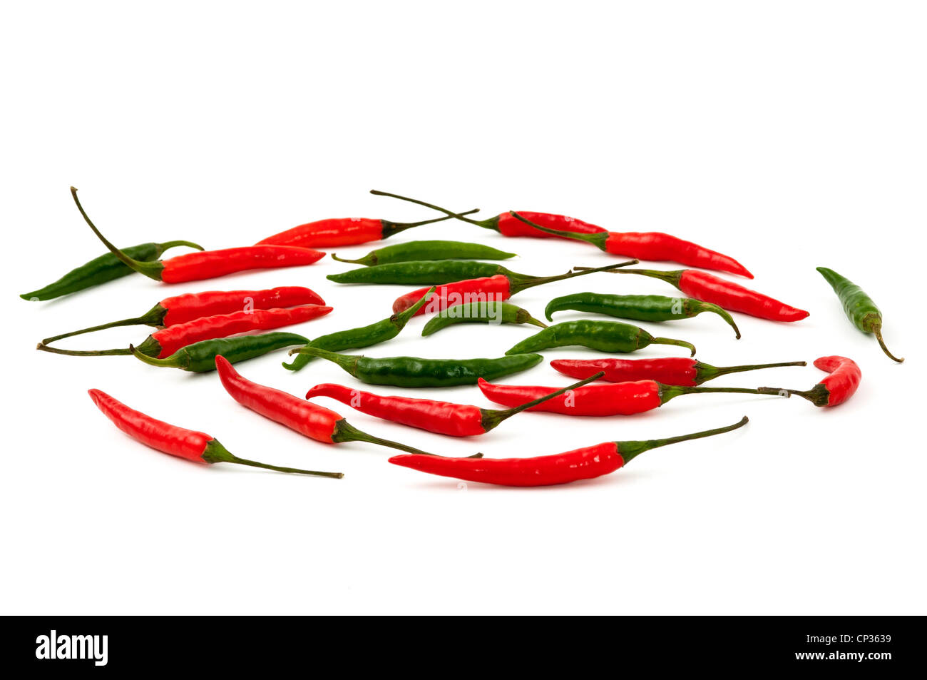 CAPSICUM ANNUUM PIMENT VERT ROUGE MÉLANGÉ Banque D'Images