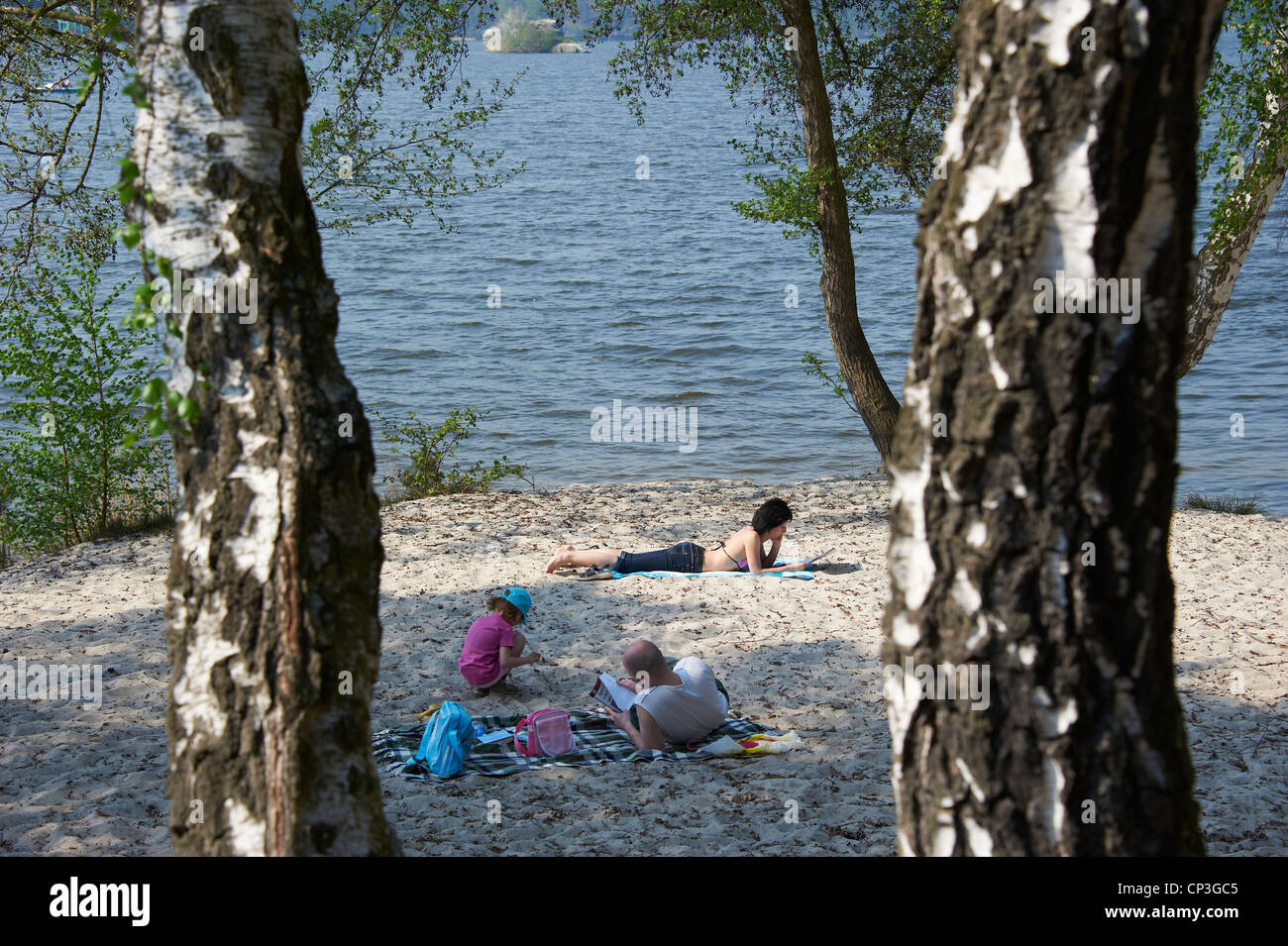 Macha lake, centre touristique Doksy, plage, République Tchèque Banque D'Images