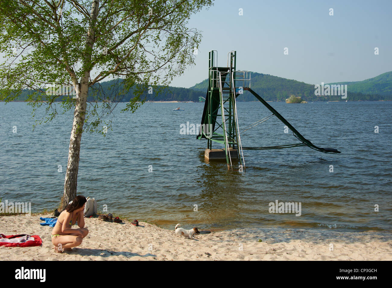 Macha lake, centre touristique Doksy, plage, République Tchèque Banque D'Images