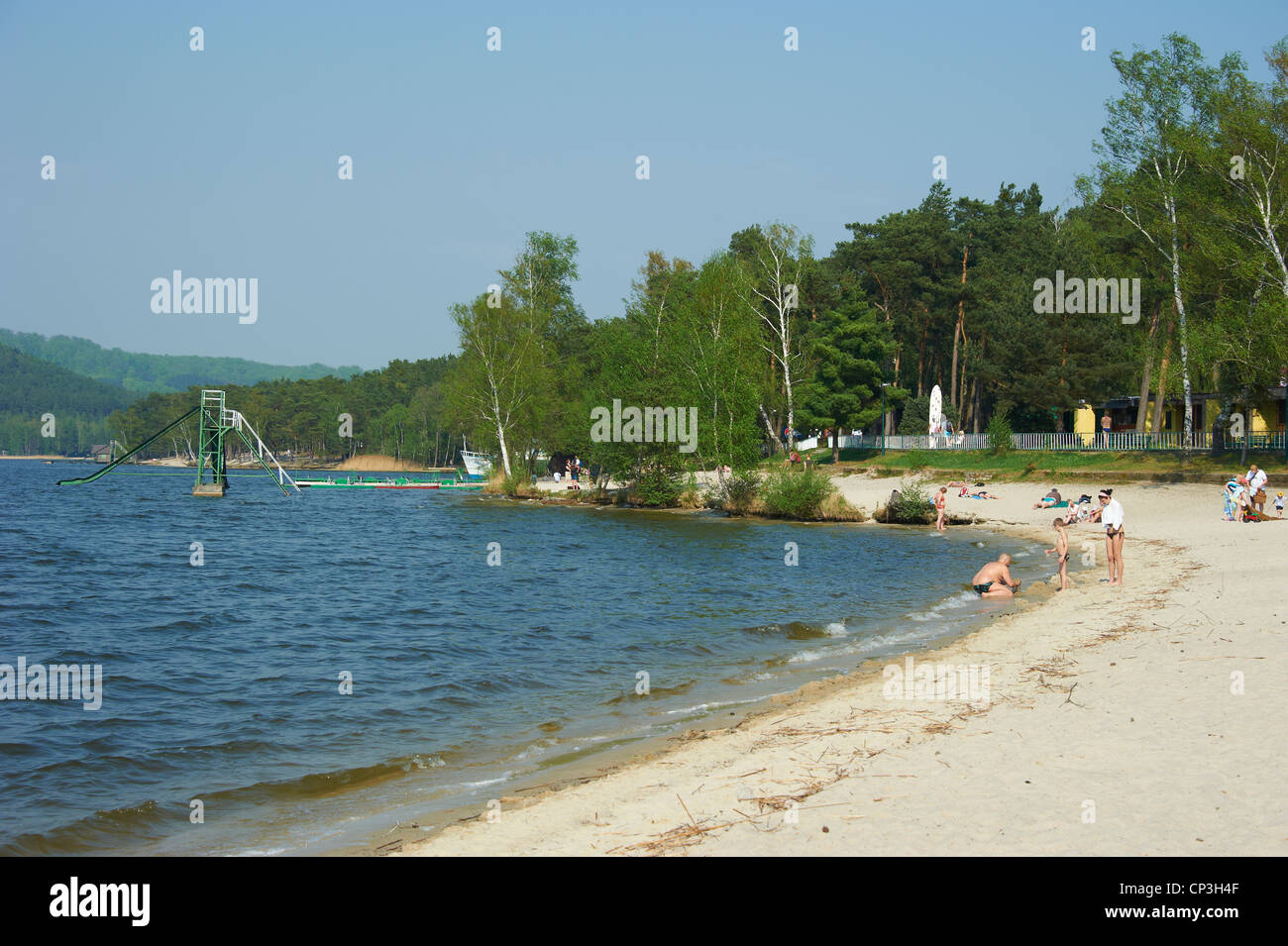 Macha lake, centre touristique Doksy, plage, République Tchèque Banque D'Images