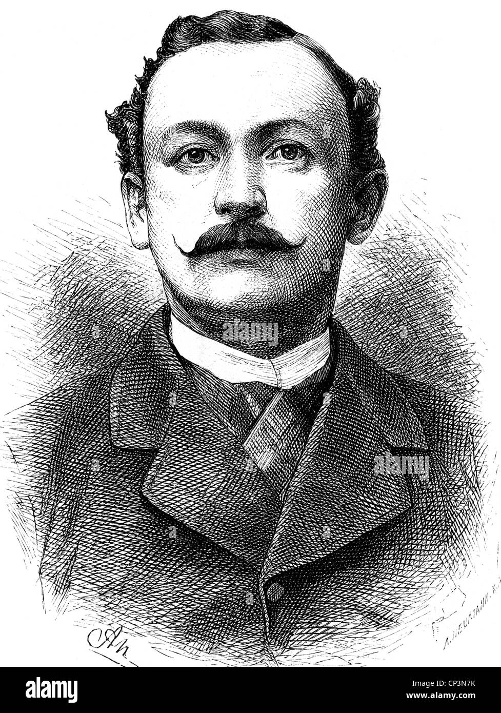 Wissmann, Hermann von, 4.9.1853 - 15.6.1905, explorateur de l'Afrique allemande, gouverneur de l'Afrique de l'est allemande 1895/1896, portrait, gravure de bois par Adolf Neumann, 1880, après photo, Banque D'Images