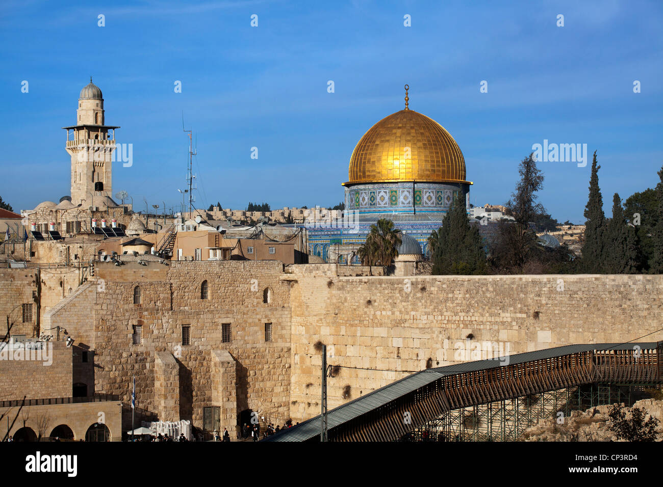 Dôme du Rocher à Jérusalem à côté du Mur des lamentations ou Mur occidental. Israël Banque D'Images