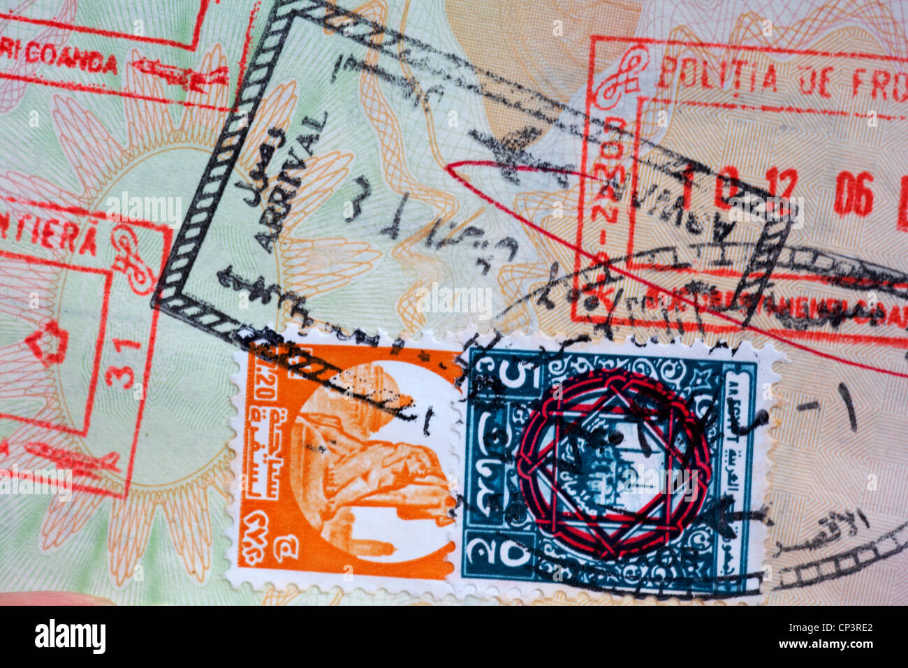 En timbres passeport britannique pour Assouan Egypte Banque D'Images