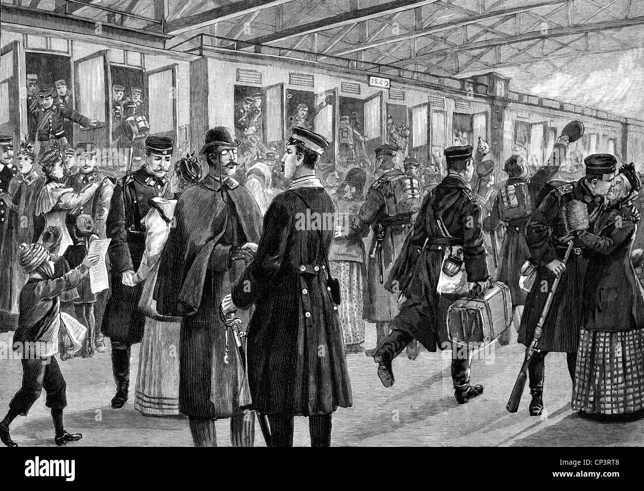 Militaire, Allemagne, Empire allemand, infanterie navale allemande quittant Kiel pour le Cameroun allemand, gravure en bois après un croquis de G. Arnould, fin du XIXe siècle, Kamerun, Marines, au revoir, goodby, au revoir, Empire allemand, Afrique, dépendance allemande 1884 - 1919, droits additionnels-Clearences-non disponible Banque D'Images