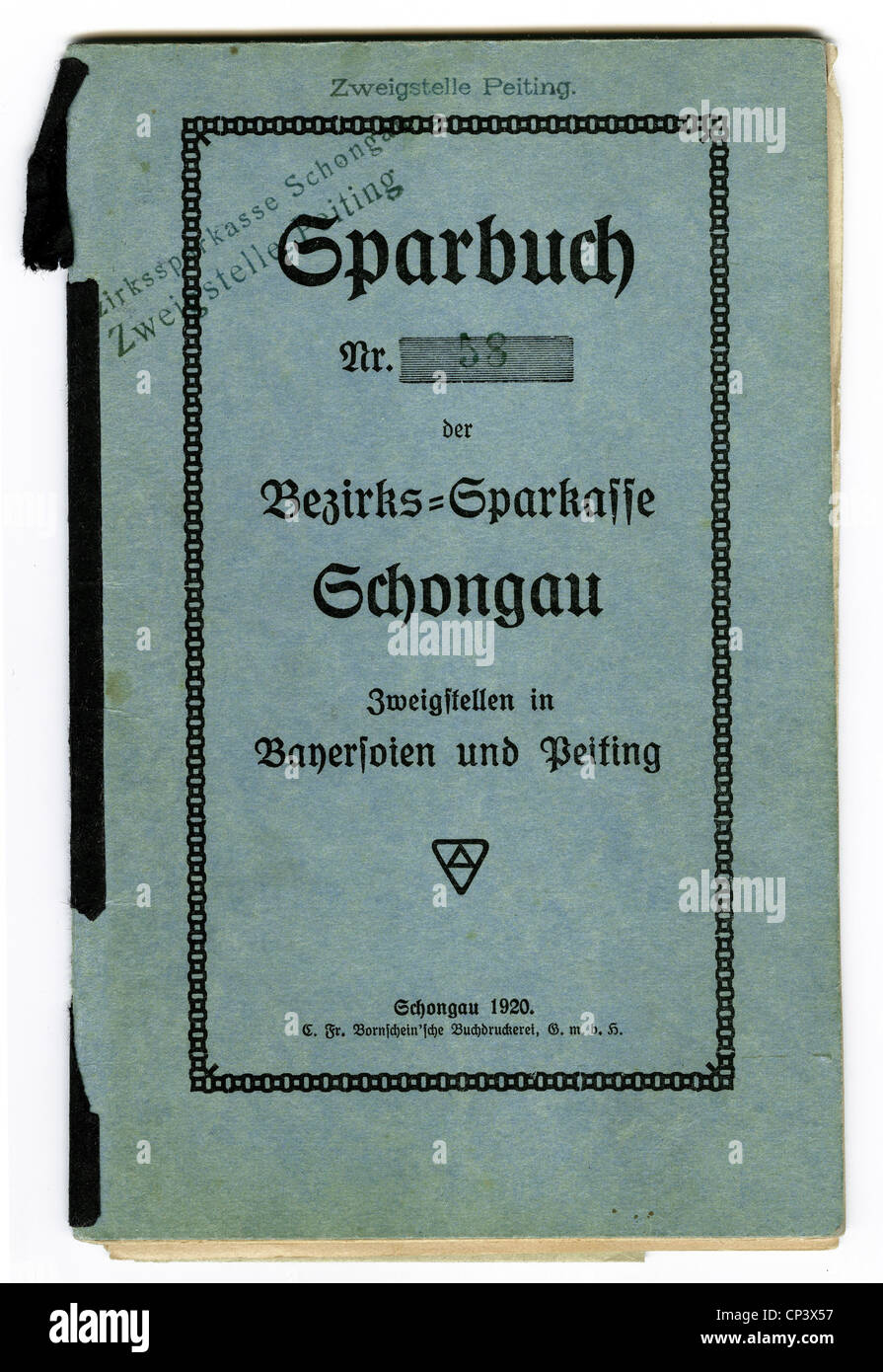 Argent / finance, banques, livre d'épargne, banque d'épargne Schongau, Bavière, Allemagne, 1920, droits additionnels-Clearences-non disponible Banque D'Images