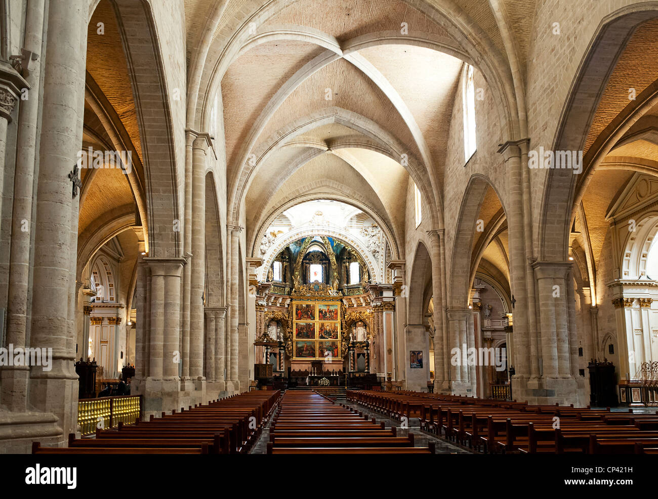 Nef à l'intérieur de la cathédrale de Valence Espagne Banque D'Images