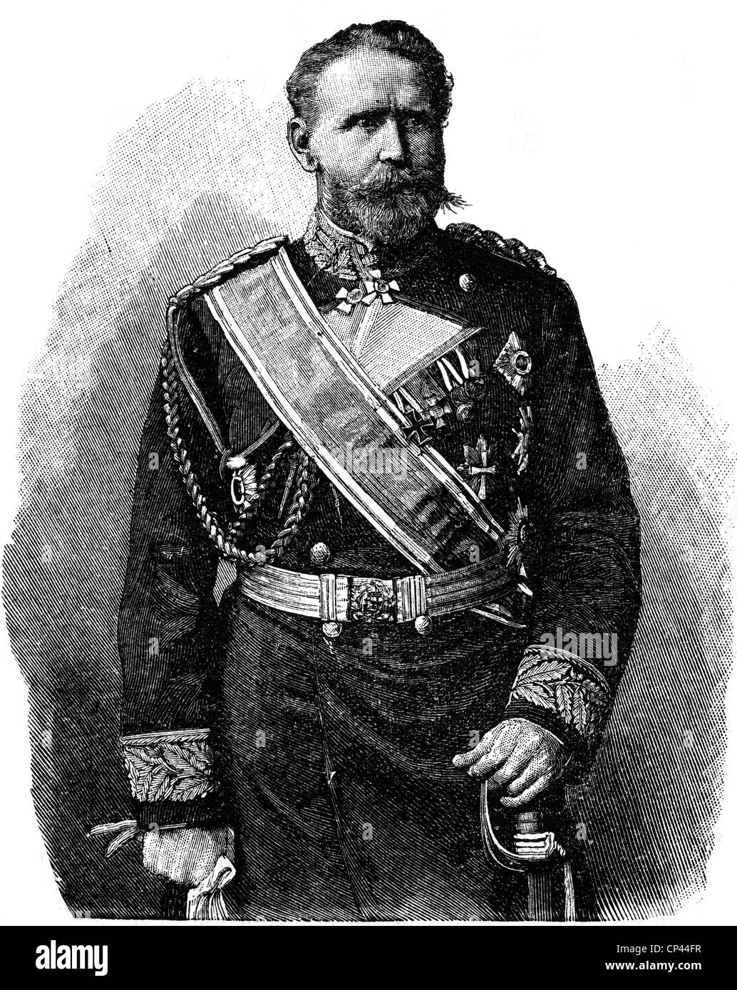 Knorr, Eduard von, 8.3.1840 - 17.2.1920, amiral allemand, demi-longueur, en uniforme, gravure sur bois, fin du XIXe siècle, Banque D'Images