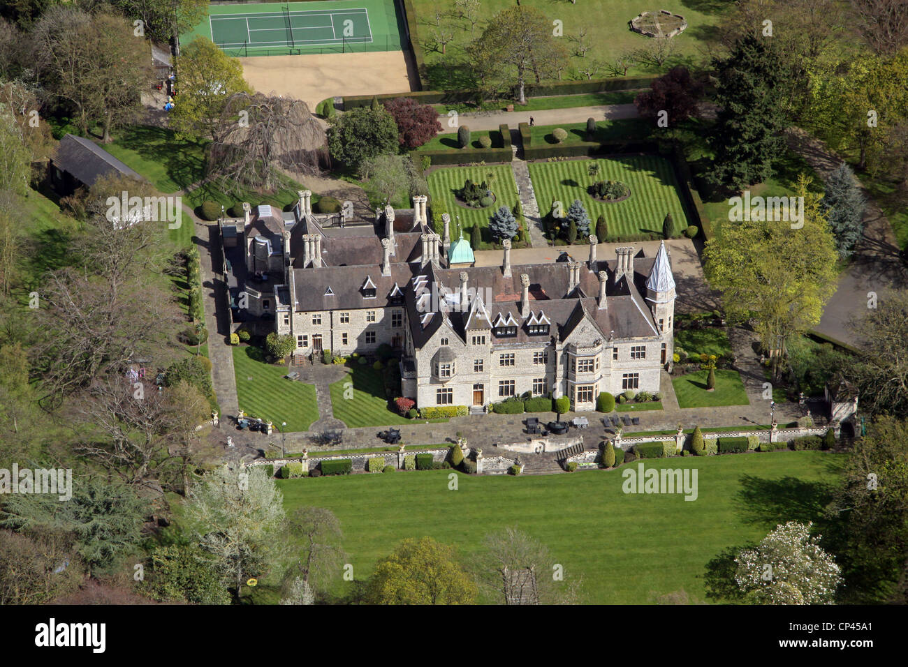Vue aérienne de Foxbury Manor, Chislehurst où Michael Jackson devait habiter avant sa mort prématurée Banque D'Images